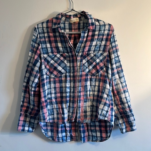 Tie-dye plaid flannel Anthropologie shirt - Picture 1 of 14